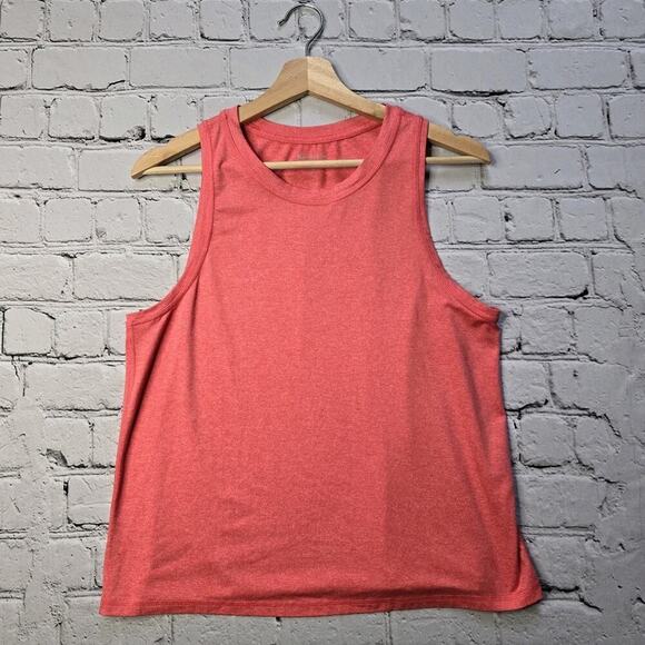 Athleta Coral Red Sleeveless Heathered High Neck Tank Top Size Medium - Picture 1 of 8